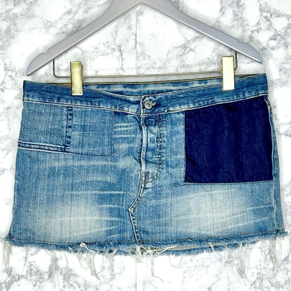 Levi’s 501 Button Fly Patchwork Frayed Raw Hem De… - image 8